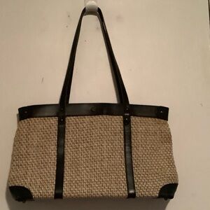 Elegant Vintage John Romain Navy and Tan Tote